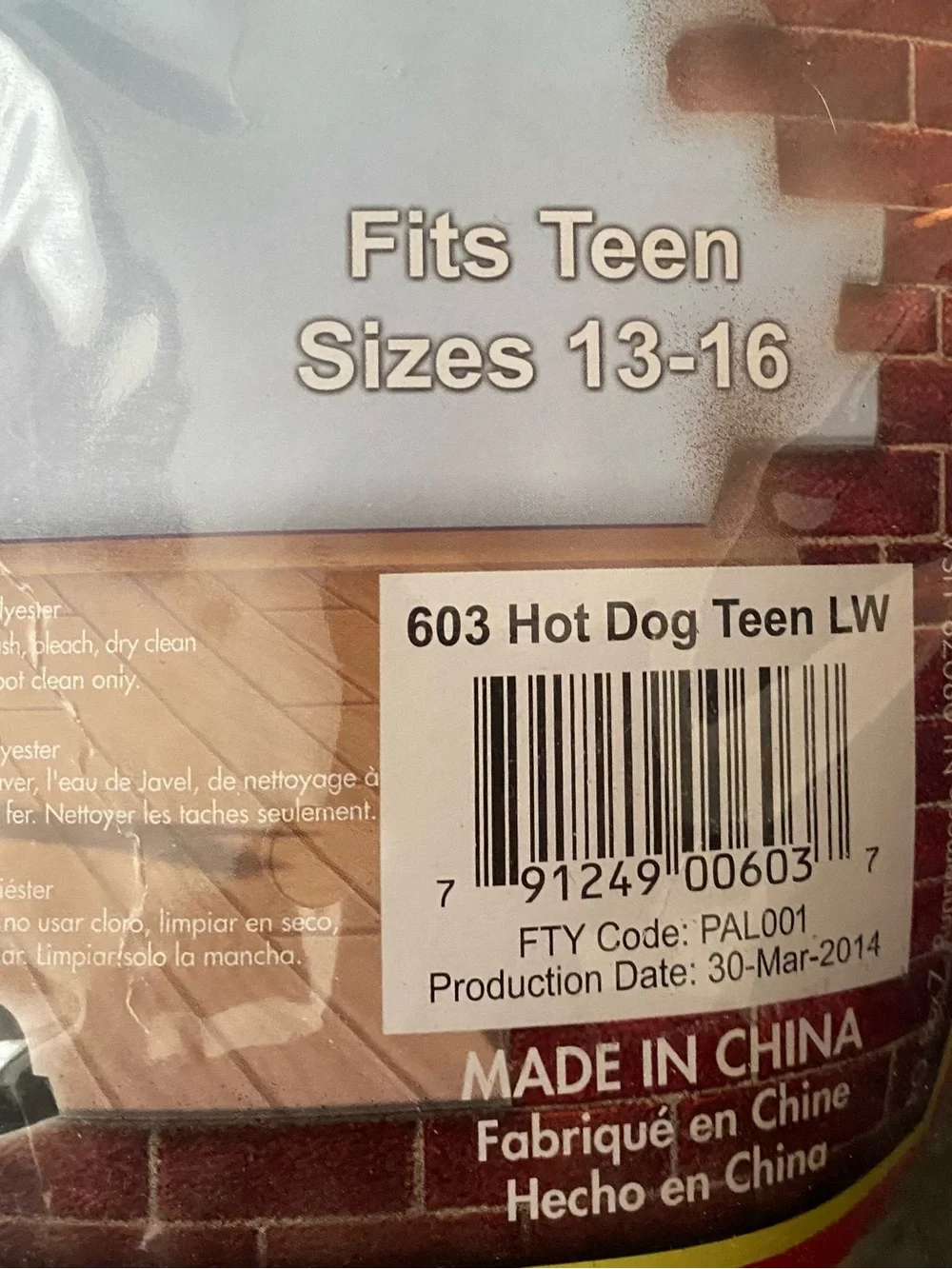 Hot Dog Costume. 13-16 Teen